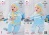 King Cole 5727 Knitting Pattern Baby Sweater Hoodie Trousers Hat in King Cole Cherished DK