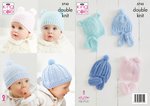 King Cole 5743 Knitting Pattern Baby Hats and Mittens in King Cole Comfort DK
