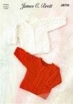 James C Brett JB732 Knitting Pattern Baby Plain and Cabled Sweaters in Flutterby Chunky
