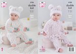 King Cole 5728 Knitting Pattern Baby All-In-One Cardigan Trousers Hat Blanket in Cherished DK