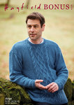 Sirdar 10078 Knitting Pattern Mens Aran Cabled Sweater in Hayfield Bonus Aran