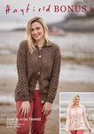Sirdar 10073 Knitting Pattern Womens Cable Sleeve Cardigan in Hayfield Bonus Aran and Aran Tweed