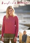 Sirdar 10074 Knitting Pattern Womens Round Neck Sweater in Hayfield Bonus Aran and Aran Tweed