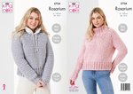 King Cole 5754 Knitting Pattern Womens Easy Knit Raglan Sweaters in King Cole Rosarium Mega Chunky
