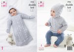 King Cole 5766 Knitting Pattern Baby Sleeping Bag Sweater Hat Mittens in Baby Safe DK