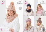 King Cole 5756 Knitting Pattern Womens Hats Snoods Polo Neck and Loop in Rosarium Mega Chunky