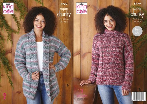 King Cole 5779 Knitting Pattern Womens Jacket and Sweater in King Cole Christmas Super Chunky