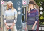 King Cole 5795 Knitting Pattern Womens Round and High Neck Sweaters in King Cole Homespun DK