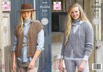 King Cole 5792 Knitting Pattern Womens V Neck Cardigan and Waistcoat in King Cole Homespun DK