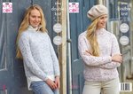 King Cole 5794 Knitting Pattern Womens Round and Stand Up Neck Sweaters in King Cole Homespun DK