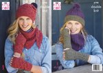 King Cole 5798 Knitting Pattern Womens Shawl Hats Wristwarmers Snood in King Cole Homespun DK