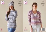 King Cole 5805 Knitting Pattern Womens Cardigan Sweater and Hat in King Cole Acorn Aran