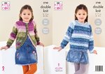King Cole 5740 Knitting Pattern Girls Childrens Cardigan and Sweater in King Cole Bramble DK