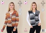 King Cole 5739 Knitting Pattern Womens Easy Knit Cardigan and Waistcoat in King Cole Bramble DK