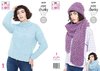 King Cole 5839 Knitting Pattern Womens Sweater Cowl Scarf Hat in King Cole Big Value Super Chunky