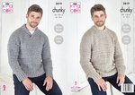 King Cole 5819 Knitting Pattern Mens Round Neck and Collared Sweaters in King Cole Big Value Chunky