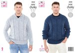 King Cole 5838 Knitting Pattern Mens Round Neck and Collared Sweaters in Big Value Super Chunky