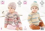 King Cole 5846 Knitting Pattern Baby Sweater Cardigan and Hats in King Cole Drifter For Baby DK