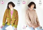 King Cole 5862 Knitting Pattern Womens Striped Cardigan and Sweater in King Cole Fashion Aran