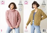King Cole 5842 Knitting Pattern Womens Sweater and Jacket in King Cole Big Value Super Chunky Stormy