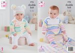 King Cole 5726 Knitting Pattern Baby Cardigan Trousers Hat Onsie Blanket in Cherish and Cherished DK
