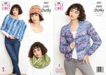King Cole 5837 Knitting Pattern Womens Jacket Poncho Hat in Big Value Super Chunky Tints