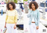King Cole 5747 Knitting Pattern Womens Cardigan and Sweater in King Cole Cottonsmooth DK