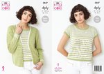 King Cole 5847 Knitting Pattern Womens Cardigan and Cap Sleeved Top in King Cole Giza Cotton 4 Ply