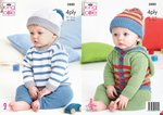 King Cole 5880 Knitting Pattern Baby Sweater Hoodie Trousers Hat in King Cole Cotton Socks 4 Ply