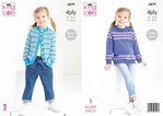 King Cole 5879 Knitting Pattern Childrens Sweater and Cardigan in King Cole Cotton Socks 4 Ply