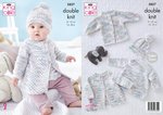 King Cole 5857 Knitting Pattern Baby Matinee Coat Top Jacket Hat in Little Treasures DK