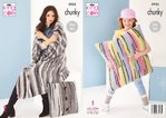 King Cole 5935 Knitting Pattern Easy Knit Blanket and Cushions in Safari Chunky