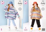 King Cole 5933 Knitting Pattern Childrens Easy Knit Ponchos in King Cole Safari Chunky