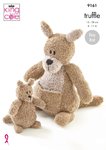 King Cole 9161 Knitting Pattern Easy Knit Kangaroo and Joey Toys in King Cole Truffle