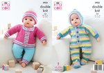 King Cole 5923 Knitting Pattern Doll Clothes Babygrow Bootees Jacket Pants in King Cole Pricewise DK