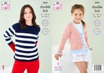 King Cole 5937 Knitting Pattern Girls and Womens Raglan Sweater and Cardigan in Pricewise DK
