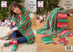 King Cole 5942 Knitting Pattern Christmas Blanket Socks Stocking Hot Water Bottle Cover in Fjord DK