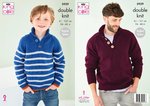 King Cole 5939 Knitting Pattern Boys and Mens Raglan Collared Sweaters in Pricewise DK