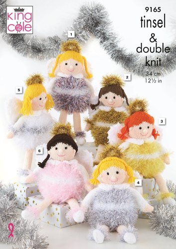 King Cole 9165 Knitting Pattern Toys Little Angels in King Cole Tinsel Chunky and Big Value DK