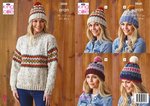 King Cole 5868 Knitting Pattern Womens Sweater and Hats in King Cole Fashion Aran