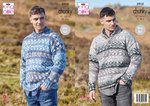 King Cole 5910 Knitting Pattern Mens Easy Knit Round and Stand Up Neck Sweaters in Nordic Chunky