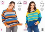 King Cole 5949 Knitting Pattern Womens Easy Knit Striped Sweaters in King Cole Big Value Chunky