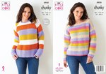 King Cole 5950 Knitting Pattern Womens Striped Sweaters in King Cole Big Value Chunky