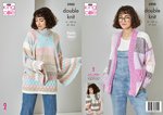 King Cole 5900 Knitting Pattern Womens Cardigan Sweater and Scarf in King Cole Harvest DK