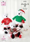 King Cole 9173 Knitting Pattern Christmas Polar Bears in Cuddles Chunky Glitz DK and Big Value DK