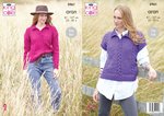 King Cole 5961 Knitting Pattern Womens Easy Knit Collared Sweater Tank Top in King Cole Wool Aran