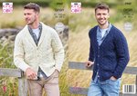 King Cole 5960 Knitting Pattern Mens V and Shawl Collared Cardigan in King Cole Wool Aran