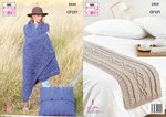 King Cole 5959 Knitting Pattern Cable Blanket Floor Cushion and Bed Runner in King Cole Wool Aran