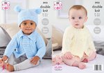 King Cole 5925 Knitting Pattern Baby Raglan Collared and Round Neck Coats and Hat in Comfort DK