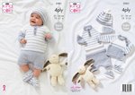King Cole 5981 Knitting Pattern Baby Sweaters Pants Hat and Bootees in Cherished 4 Ply